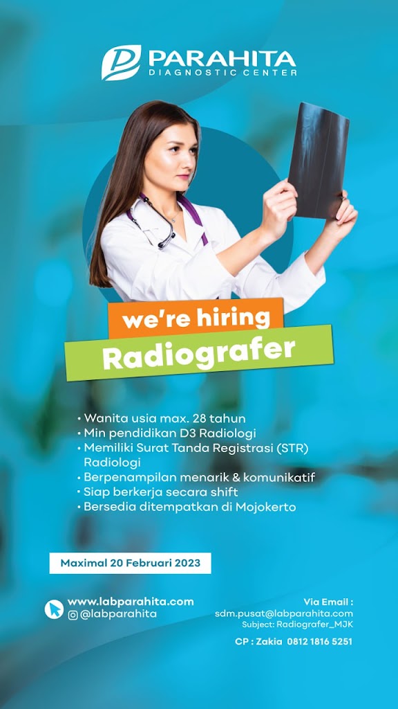 Loker Radiografer PARAHITA Diagnostic Center Penempatan Mojokerto